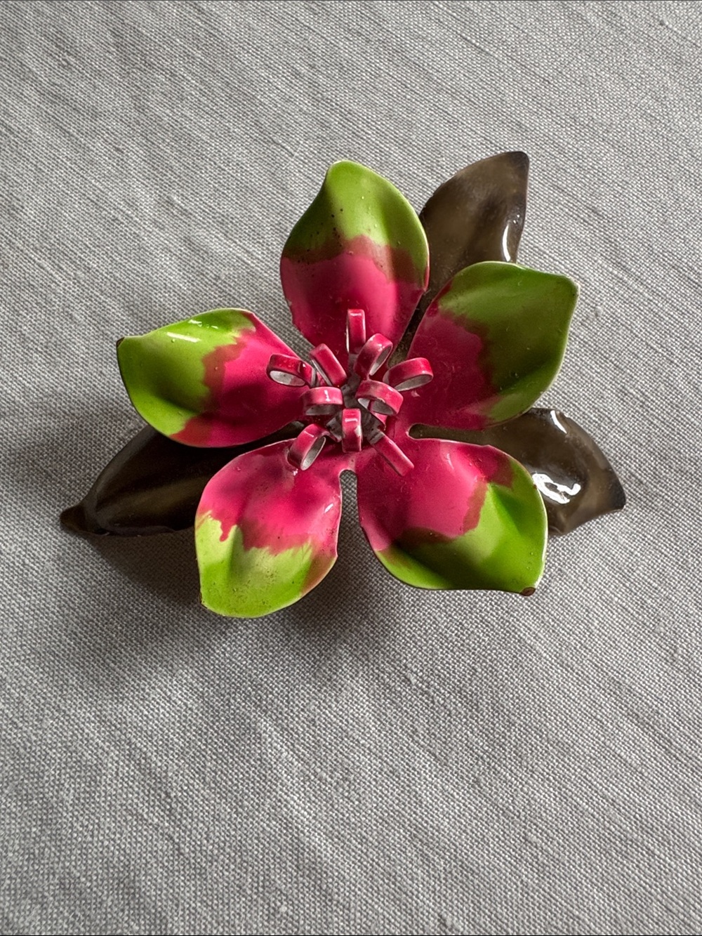 Vintage enamel flower brooch, 1960s